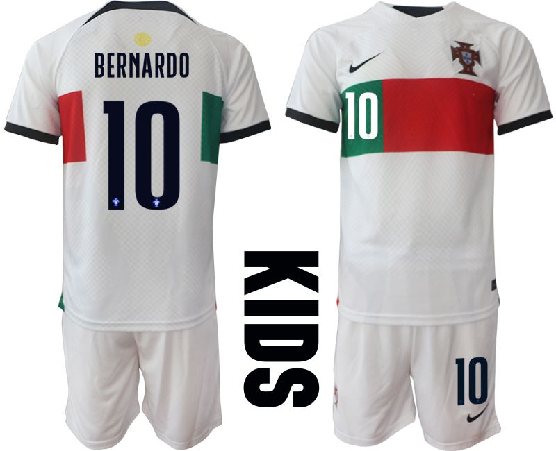 Youth 2022 World Cup National Team Portugal away white #10 Soccer Jersey->youth soccer jersey->Youth Jersey